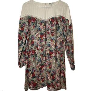 Tassels n Lace Cream Grandma Floral Dress Linen S